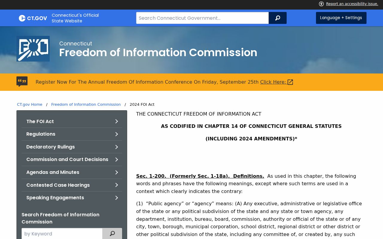 Mansfield residents directory Connecticut Freedom of Information Act