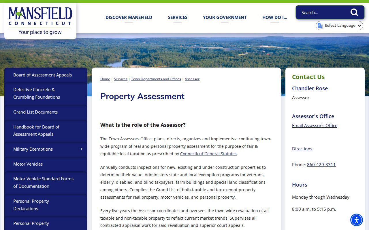 Mansfield residents directory Assessor property search