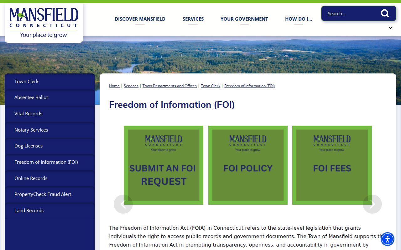 Mansfield residents directory local FOI request procedure