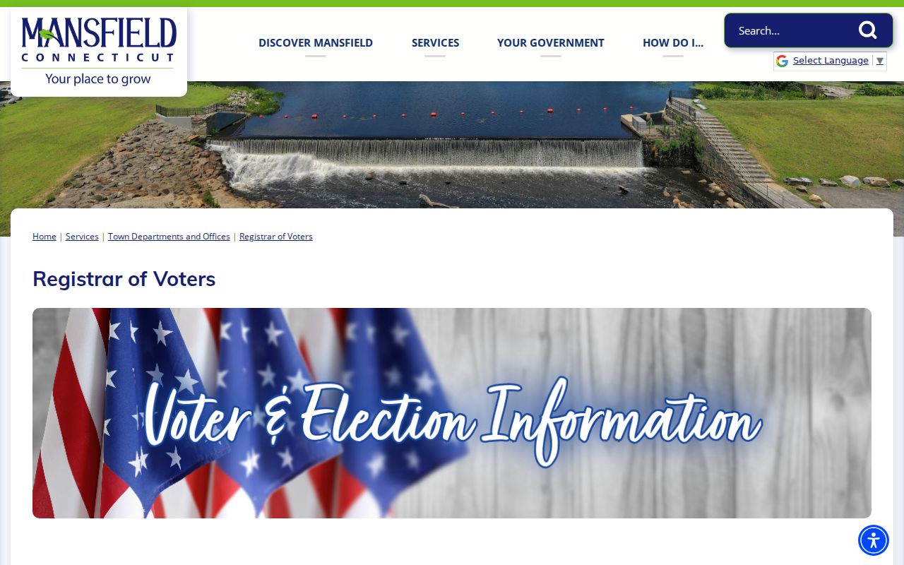 Mansfield residents directory Registrar of Voters information