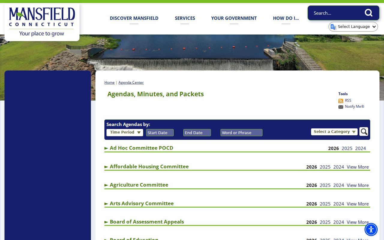 Mansfield neighbors Agenda Center civic records