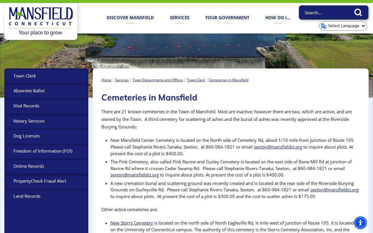 Mansfield neighbors cemetery list