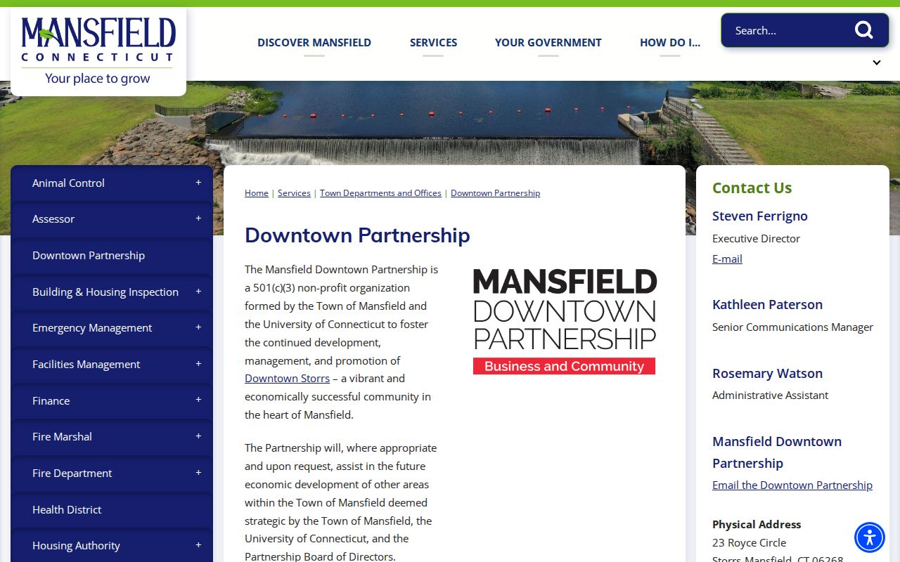 Mansfield neighbors Downtown Storrs Partnership