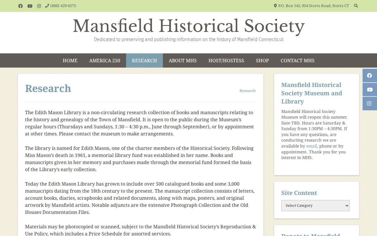 Mansfield previous residents historical house-history research