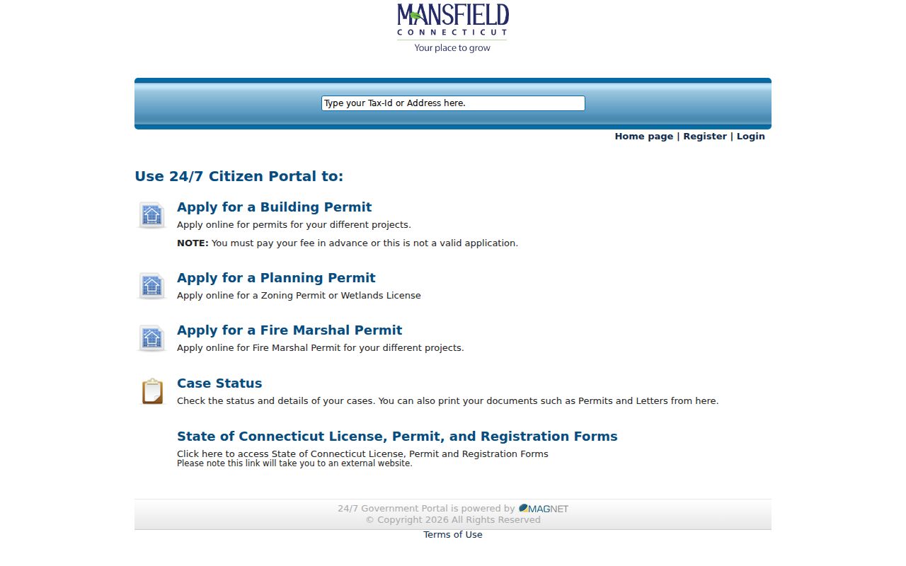 Mansfield street directory permit case search