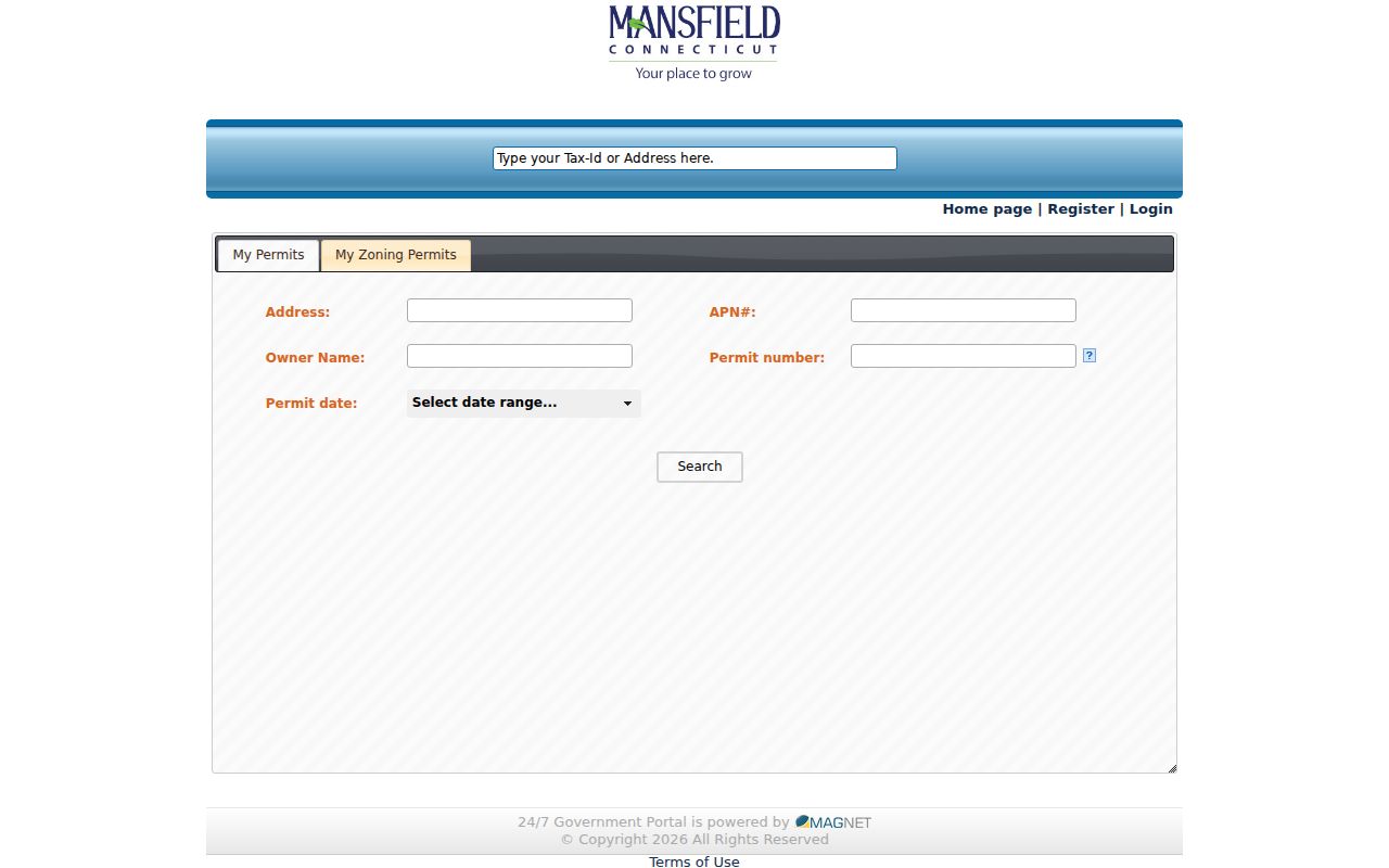 Mansfield ZIP code permit case status fields